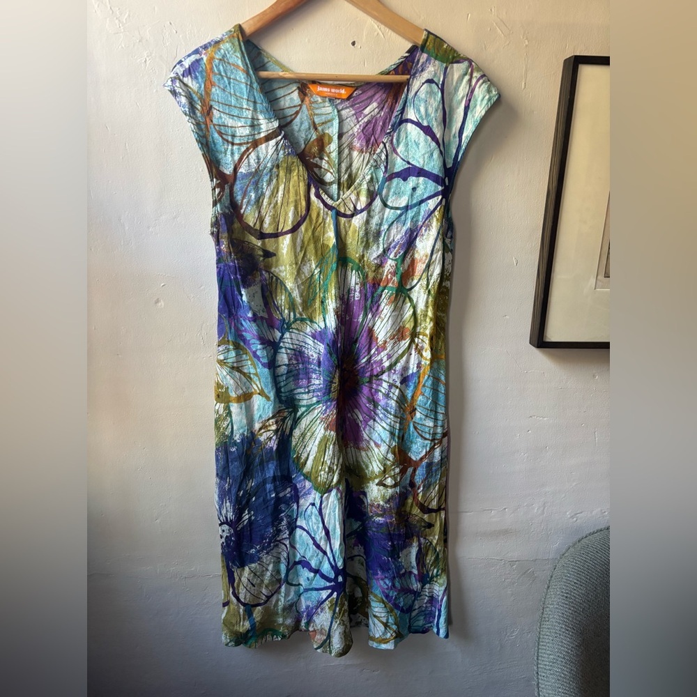 Vintage Jams World Rayon Sorbetto V Neck Sun Dress Large